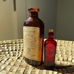 1970s reproduction patent medicine bottles - cheracol, nectar of the golden life